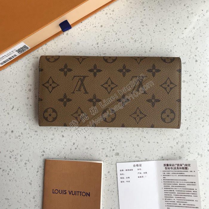 LV錢包 海外原單 M60696粉色 黃花 LV女士翻蓋長錢包 LV豆豆錢包  ygqb1025